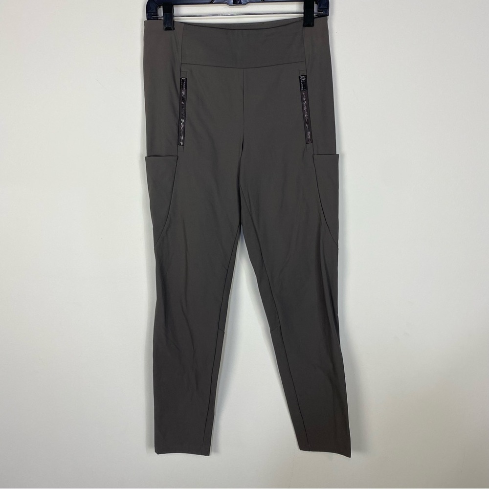 Athleta Grey Gray Zipper Leggings Pants with Pockets